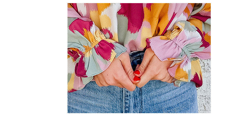 Blouse à Manches Évasées en Dentelle