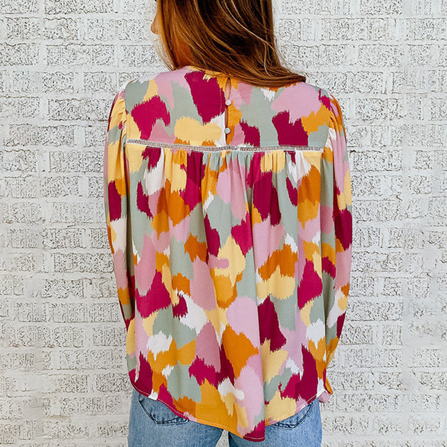 Blouse à Manches Évasées en Dentelle