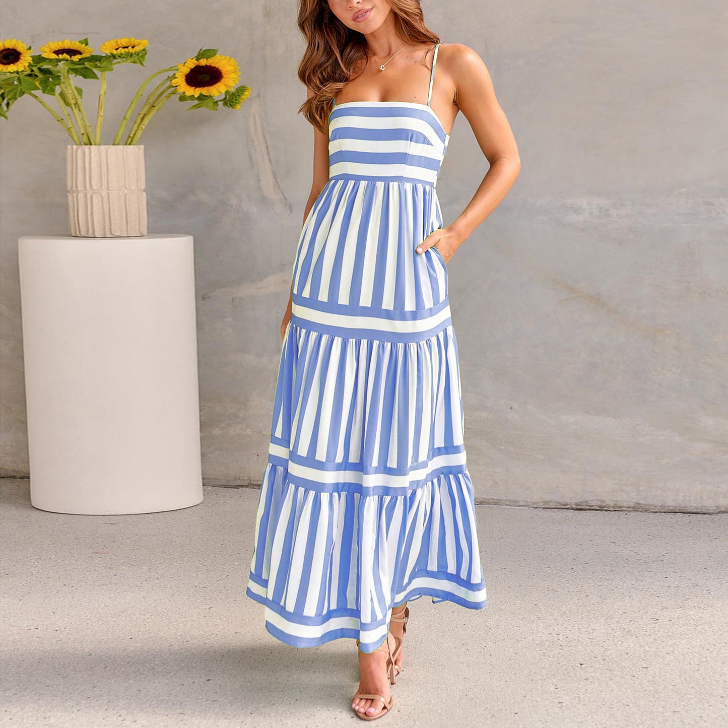 Robe Longue Rayée Chic