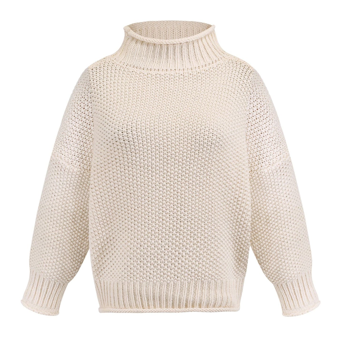 Cardigan Col Roulé en Maille Épaisse – Élégance et Chaleur