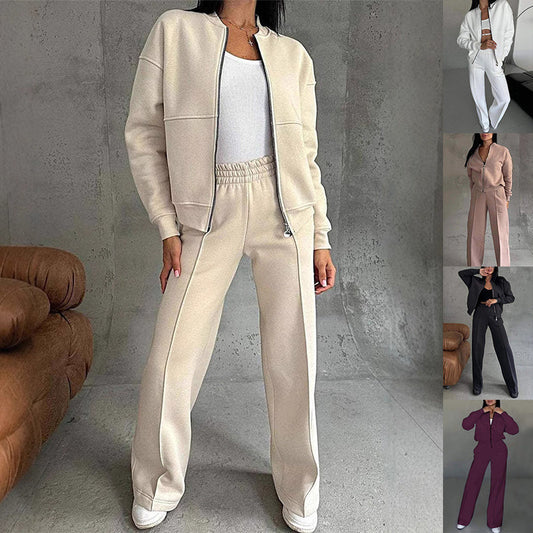 Ensemble de Sport Chic avec Veste Zippée et Pantalon Large