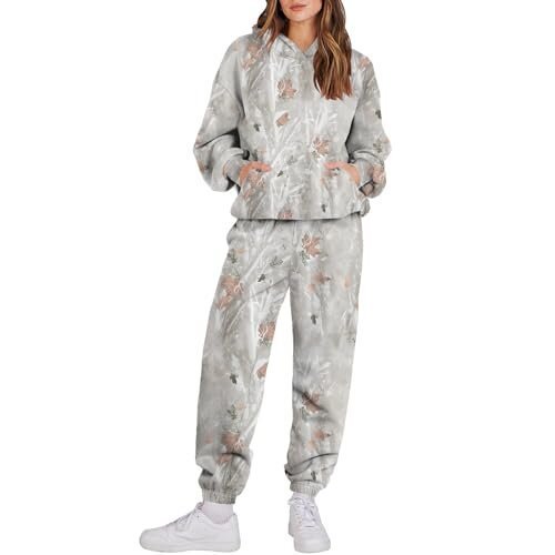“Ensemble Sport Femme à Capuche Camouflage Feuilles