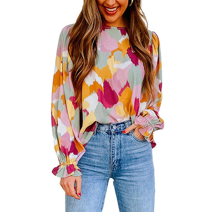 Blouse à Manches Évasées en Dentelle