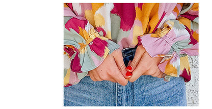 Blouse à Manches Évasées en Dentelle