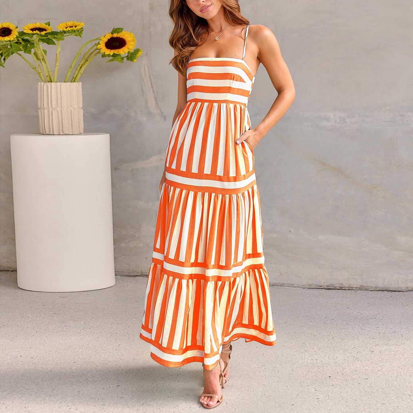 Robe Longue Rayée Chic