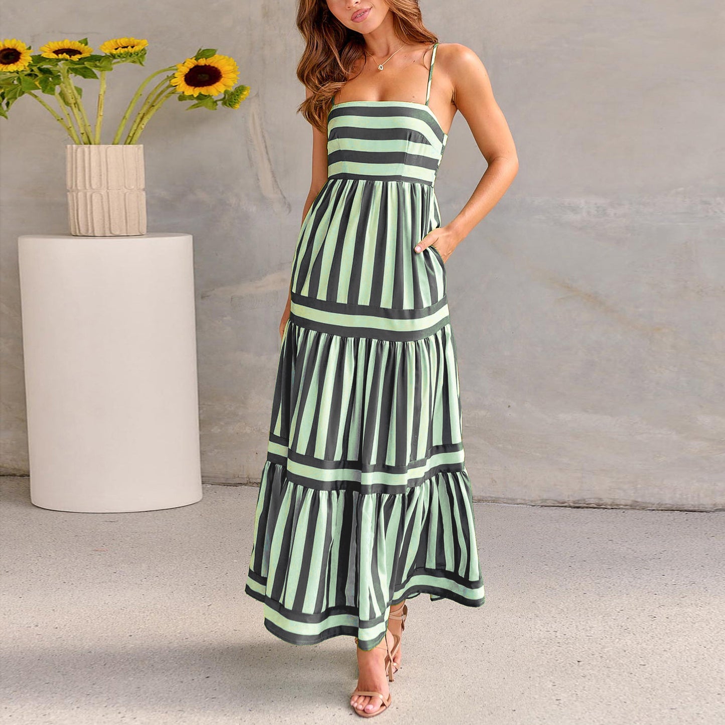 Robe Longue Rayée Chic