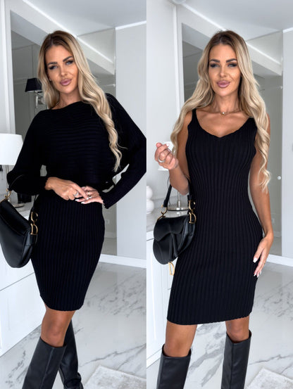 Tenue 2 Pièces Tendance Femme à Rayures et Bretelles