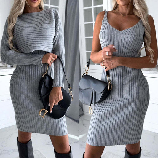 Tenue 2 Pièces Tendance Femme à Rayures et Bretelles