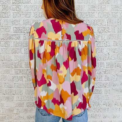 Blouse à Manches Évasées en Dentelle