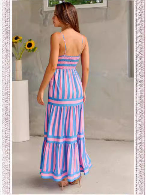 Robe Longue Rayée Chic